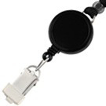 BRADY PEOPLE, LANYARD STANDARD, BLACK, FLAT LANYWARD WITH BEAD, METAL CARD CLAMP, 100 PER ORDER